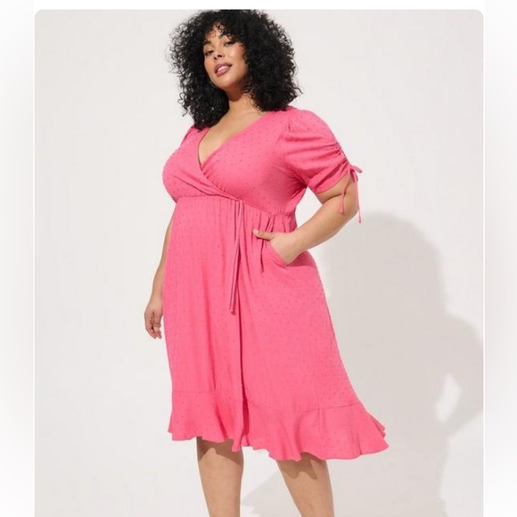 Torrid MIDI Swiss Linen Surplice Dress Size Large New with tags - Picture 2 of 6